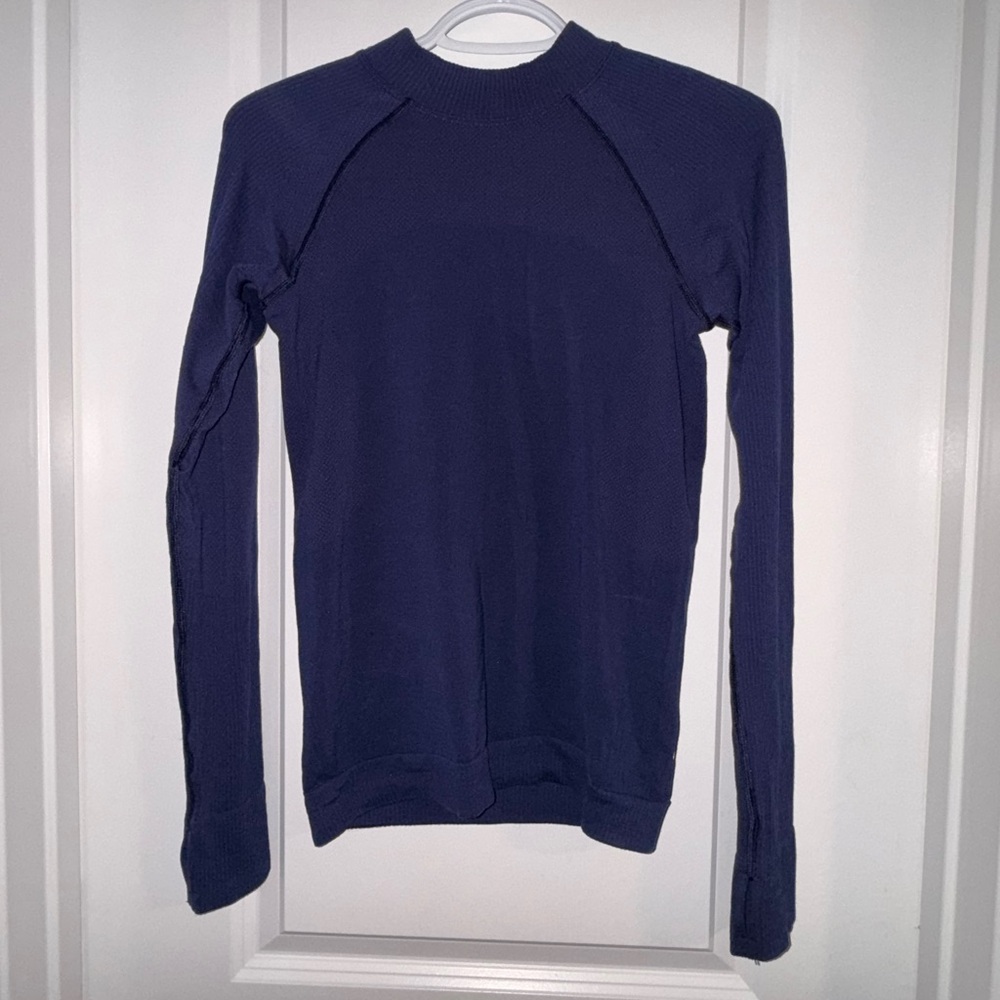 lululemon athletica navy long sleeve waffle crew